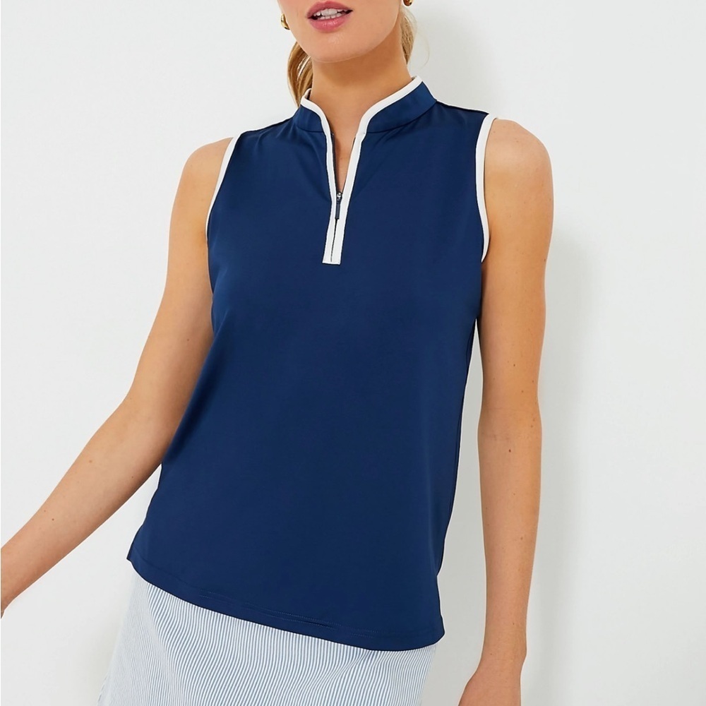 TUCKERNUCK SPORT Navy Sleeveless Connors Mock Neck Navy Blue Sz S NEW